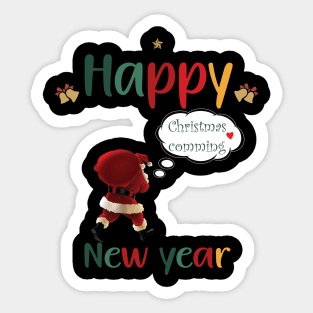 christmas is approaching santa, Happy New year Sticker